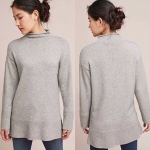 Anthropologie Moth gray oversize extra long mock neck sweater